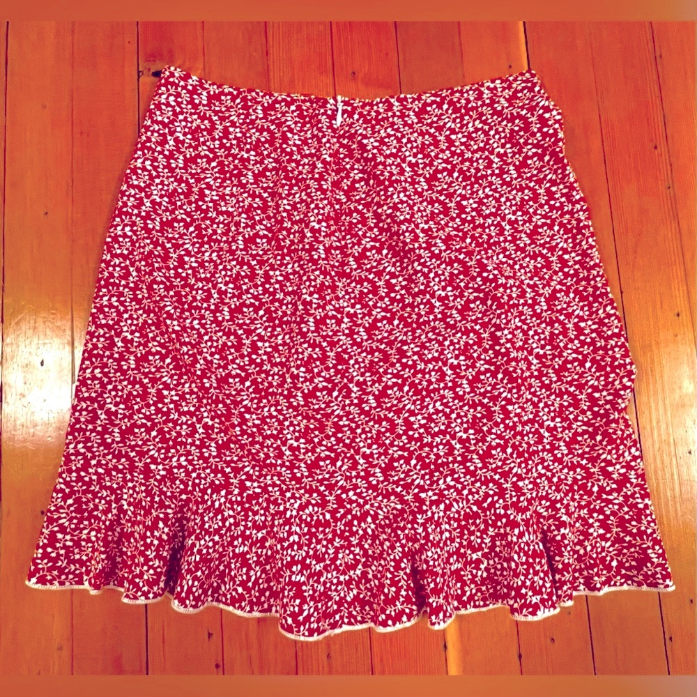 Drawstring Front Ruffle Hem Floral Mini Skirt. Size S - Picture 3 of 3